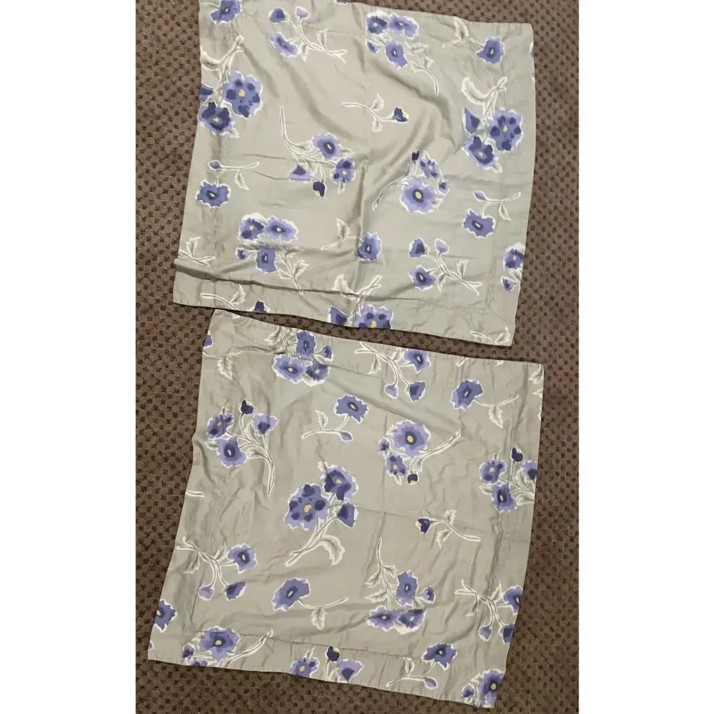 Pottery Barn Green Purple Watercolor Floral Duvet Cover & 2 Pillow Shams Full Qu